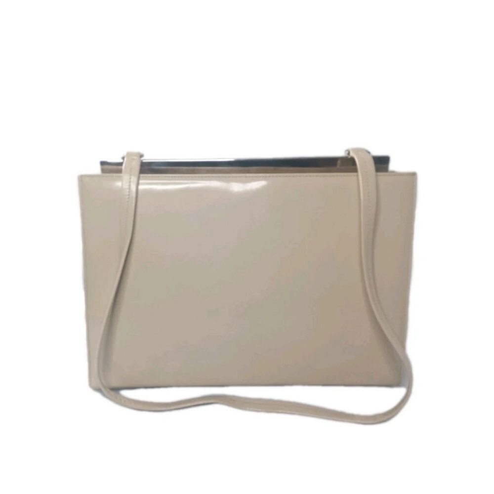 Vintage Salvatore Ferragamo Leather Shoulder Bag Slim Handbag Cream Light Brown - Picture 12 of 12